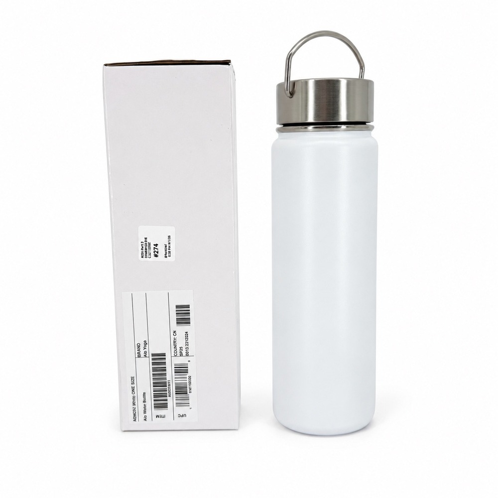 Alo Yoga Water Bottle 24 oz Unisex White Insulated Stainless Steel Gym NEW